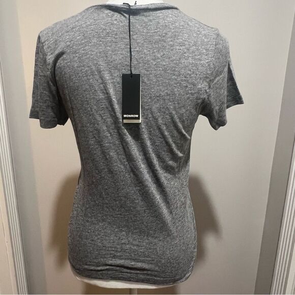 NWT Monrow Textured Tri-Blend Fitted V Neck Tee womens size xs - Picture 6 of 11